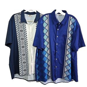 Hardaddy Shirts Mens XL Blue Short Sleeve Button Up MCM Bowling Style - 2 shirts